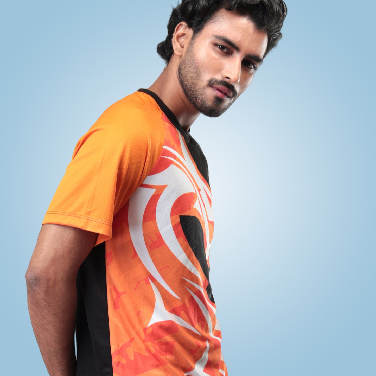 Hyparocks Graphic Printed Black & Orange Jersey T-Shirt