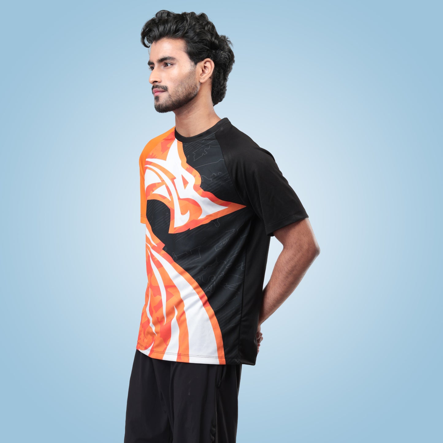 Hyparocks Graphic Printed Black & Orange Jersey T-Shirt