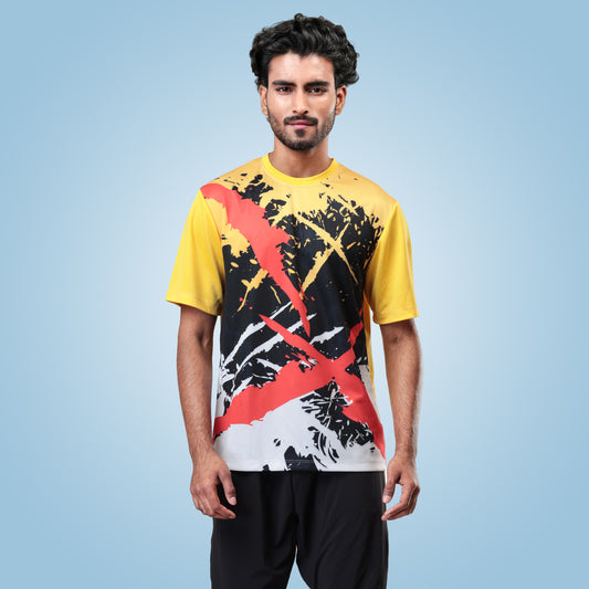 Hyparocks Graphic Printed Yellow Jersey T-Shirt