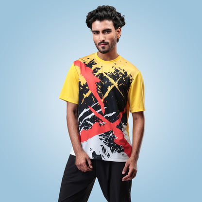 Hyparocks Graphic Printed Yellow Jersey T-Shirt