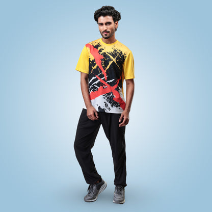 Hyparocks Graphic Printed Yellow Jersey T-Shirt