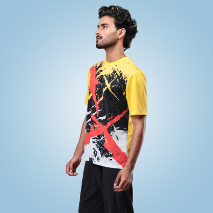 Hyparocks Graphic Printed Yellow Jersey T-Shirt