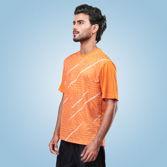Hyparocks Graphic Printed Orange Jersey T-Shirt