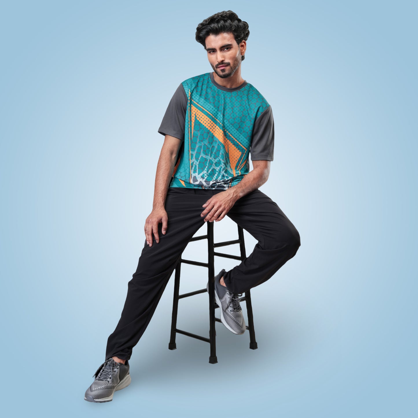 Hyparocks Graphic Printed Deep Grey Jersey T-Shirt