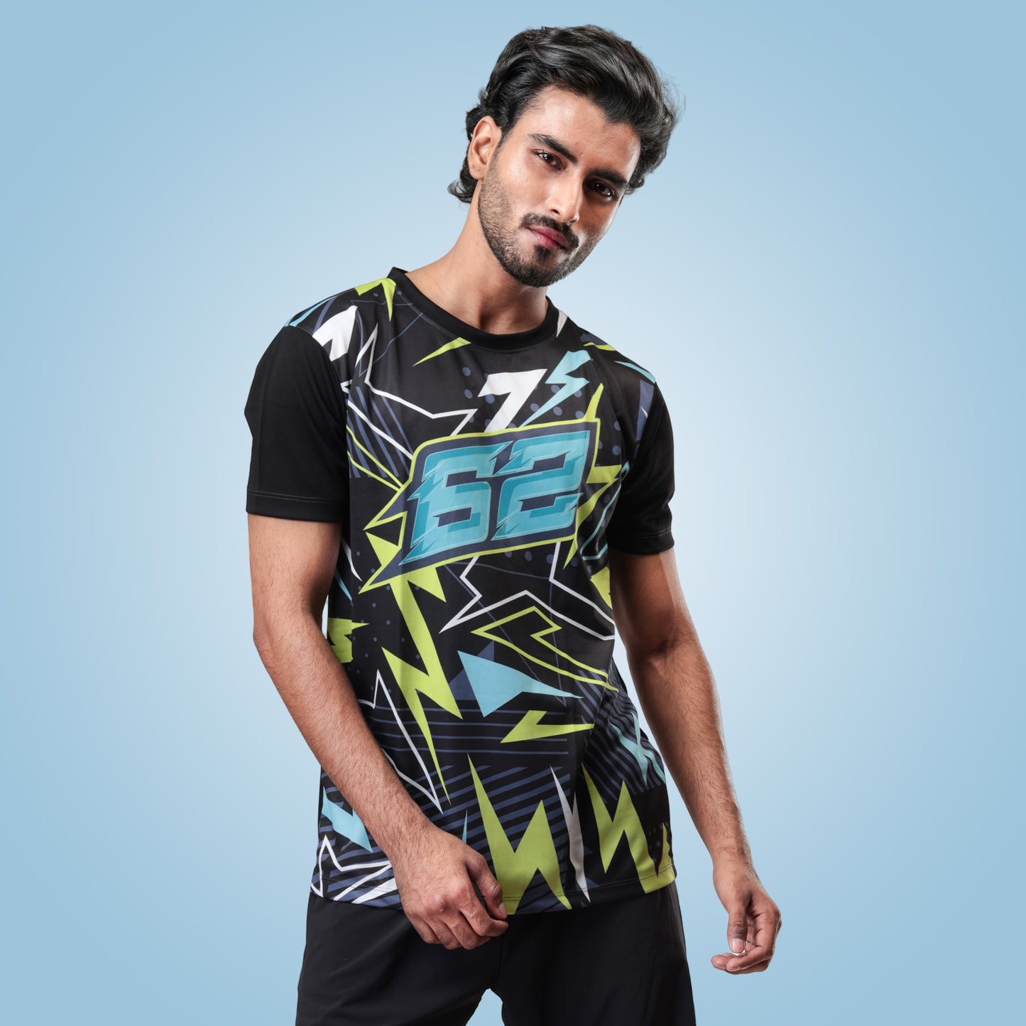Hyparocks 62 Graphic Printed Black Jersey T-Shirt