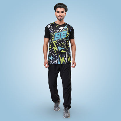 Hyparocks 62 Graphic Printed Black Jersey T-Shirt