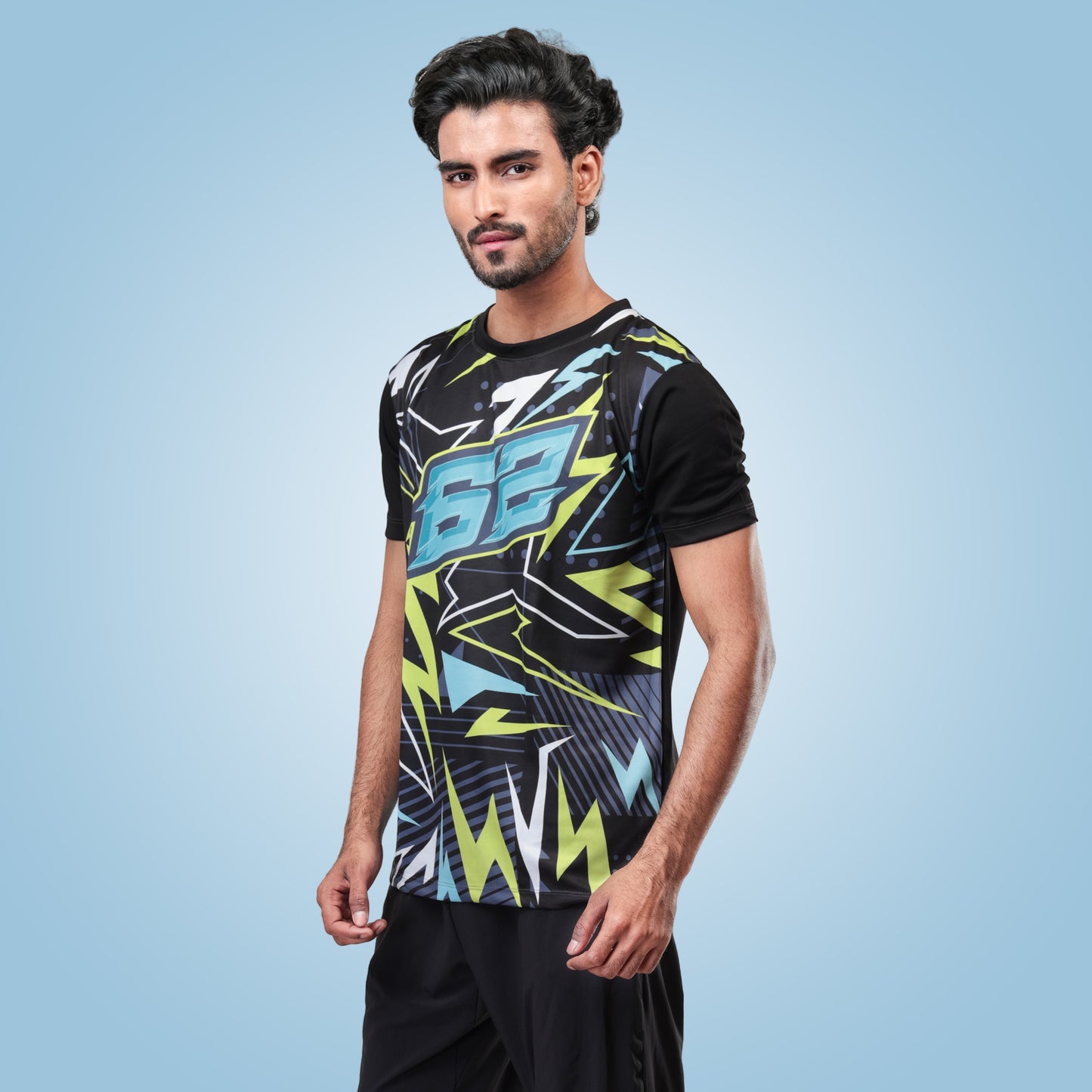 Hyparocks 62 Graphic Printed Black Jersey T-Shirt