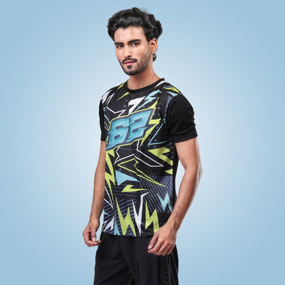 Hyparocks 62 Graphic Printed Black Jersey T-Shirt