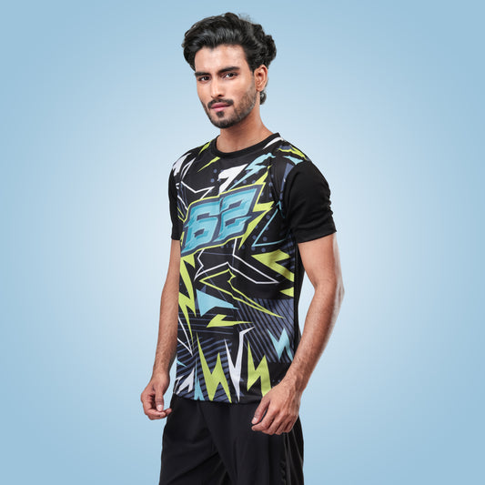 Hyparocks 62 Graphic Printed Black Jersey T-Shirt