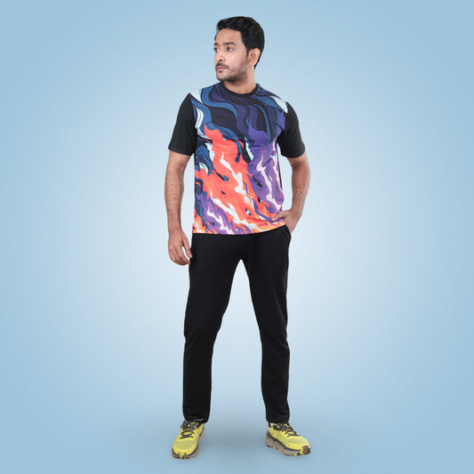 Super Cool Multicolour Printed Half Sleeve Active T-Shirt